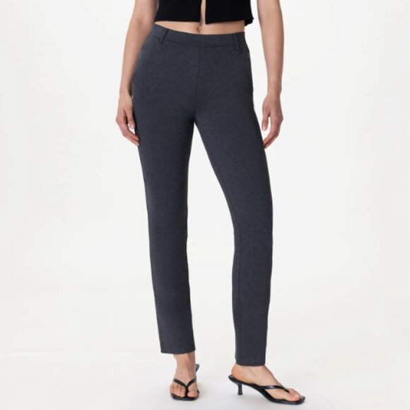 Quince Women's Ultra-Stretch Ponte Straight Leg Pants in Charcoal Gray - Picture 1 of 10